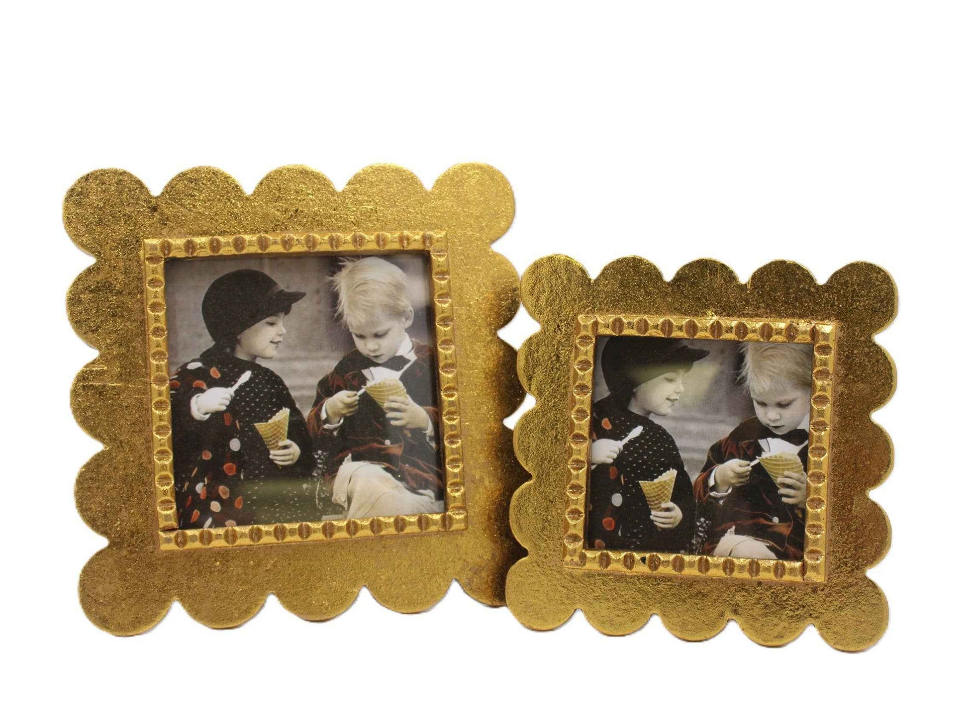 6.3 x 1x6.3in MDF Scalloped Gold