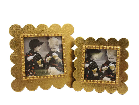 6.3 x 1x6.3in MDF Scalloped Gold