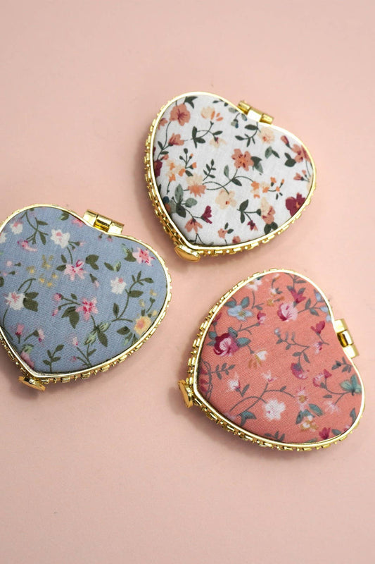 ESPEJO FLORAL DE MANO COMPACTO DE BOLSILLO DE VIAJE