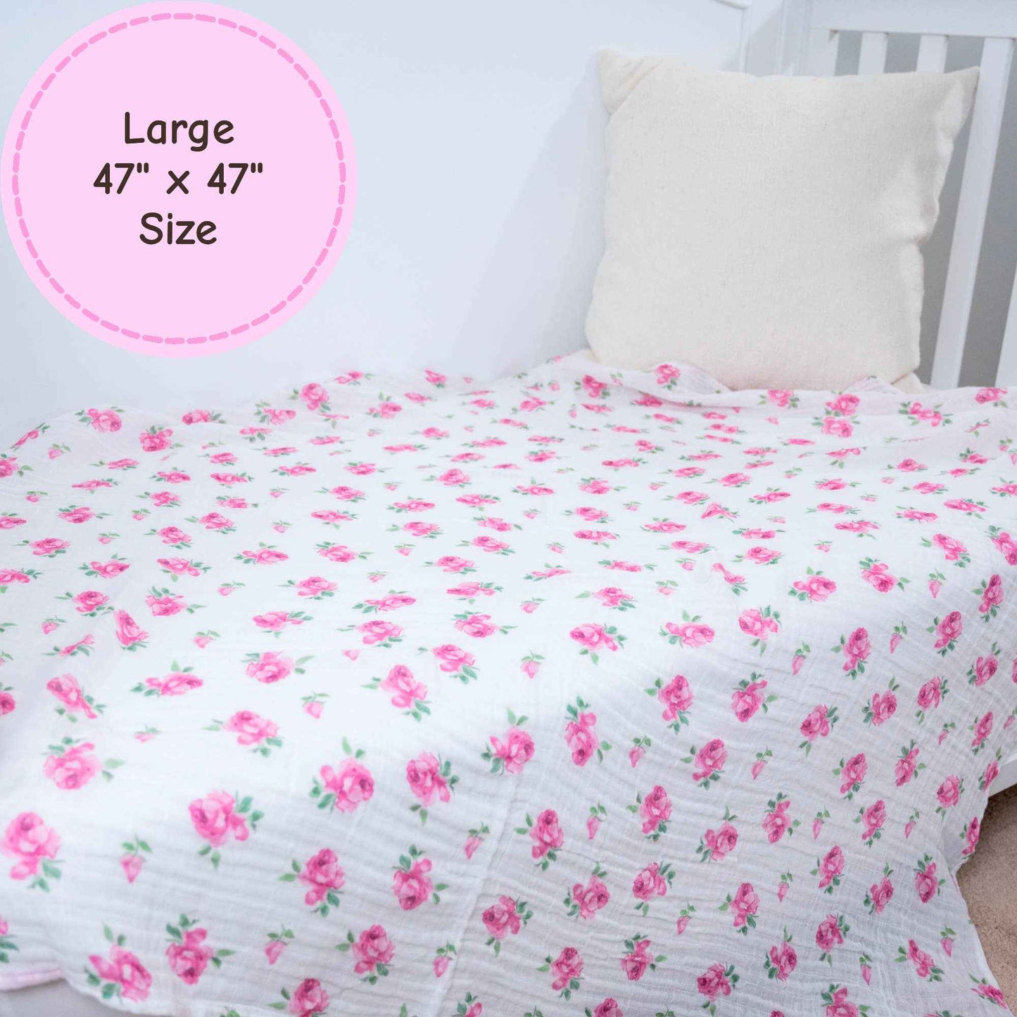 LollyBanks - Rose Buds and Blooms Baby Muslin Swaddle Blanket