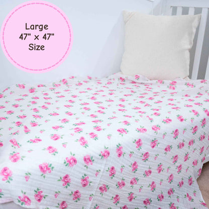 LollyBanks - Rose Buds and Blooms Baby Muslin Swaddle Blanket