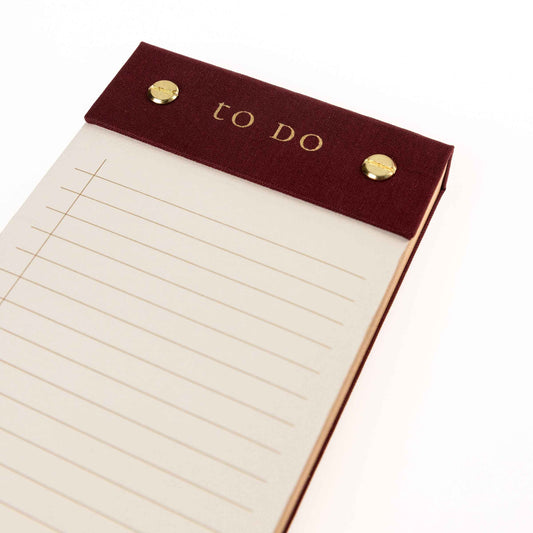 Burgundy Fabric-Bound Desktop Notepad