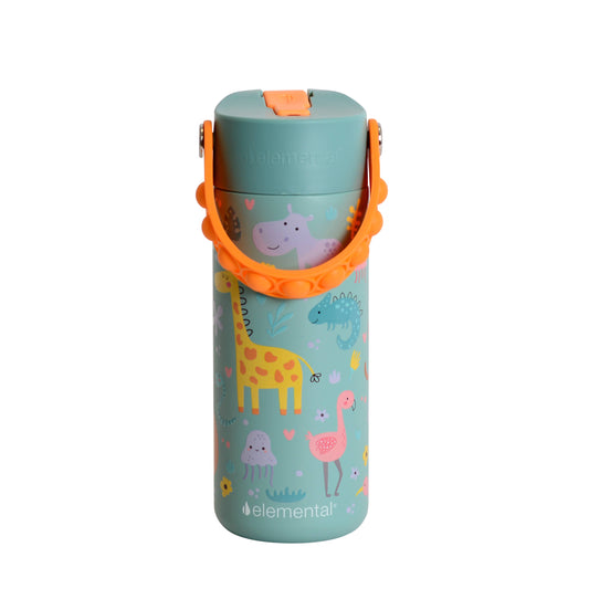 Fidget Handle Kids Stainless Bottle 18oz Safari