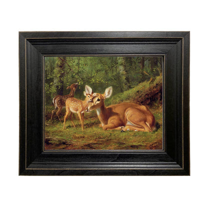 Doe and Twin Fawns by Tait Oil Painting Print on Canvas