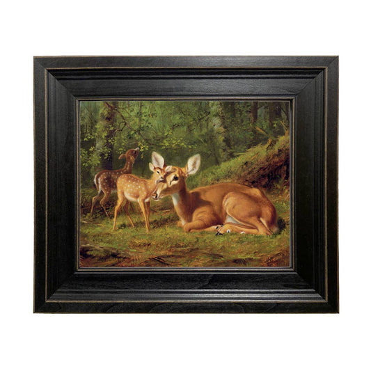 Doe and Twin Fawns by Tait Oil Painting Print on Canvas