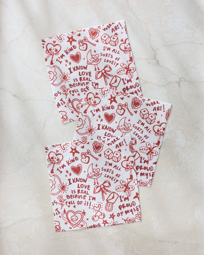 Geometry - Valentine's Affirmations Dishcloth Set