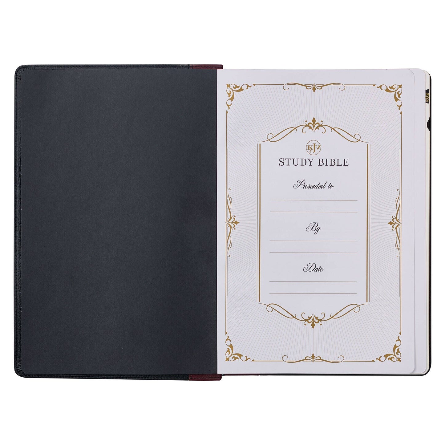 KJV Study Bible LP Full-grain Leather, Black/Burgundy