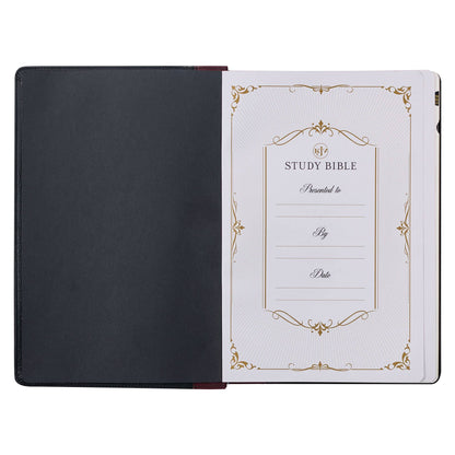 KJV Study Bible LP Full-grain Leather, Black/Burgundy