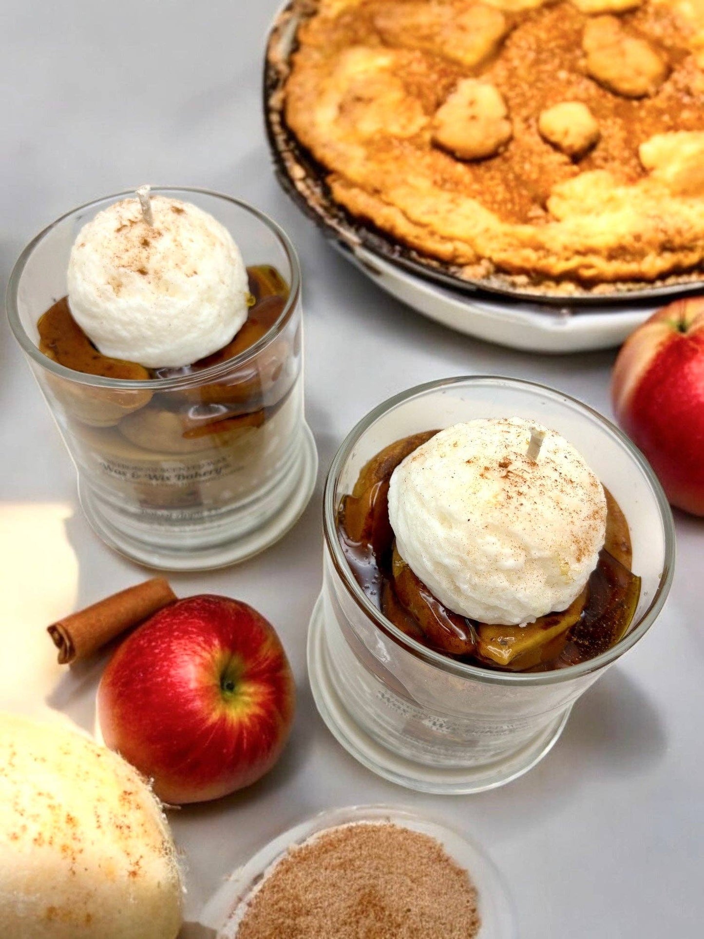 Wax and Wix Bakery® - Baked Apple Pie Candle. 13 oz. Large Soy Dessert Candle