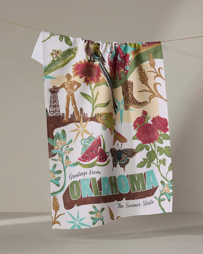 Geometry - Greetings From Oklahoma Tea Towel