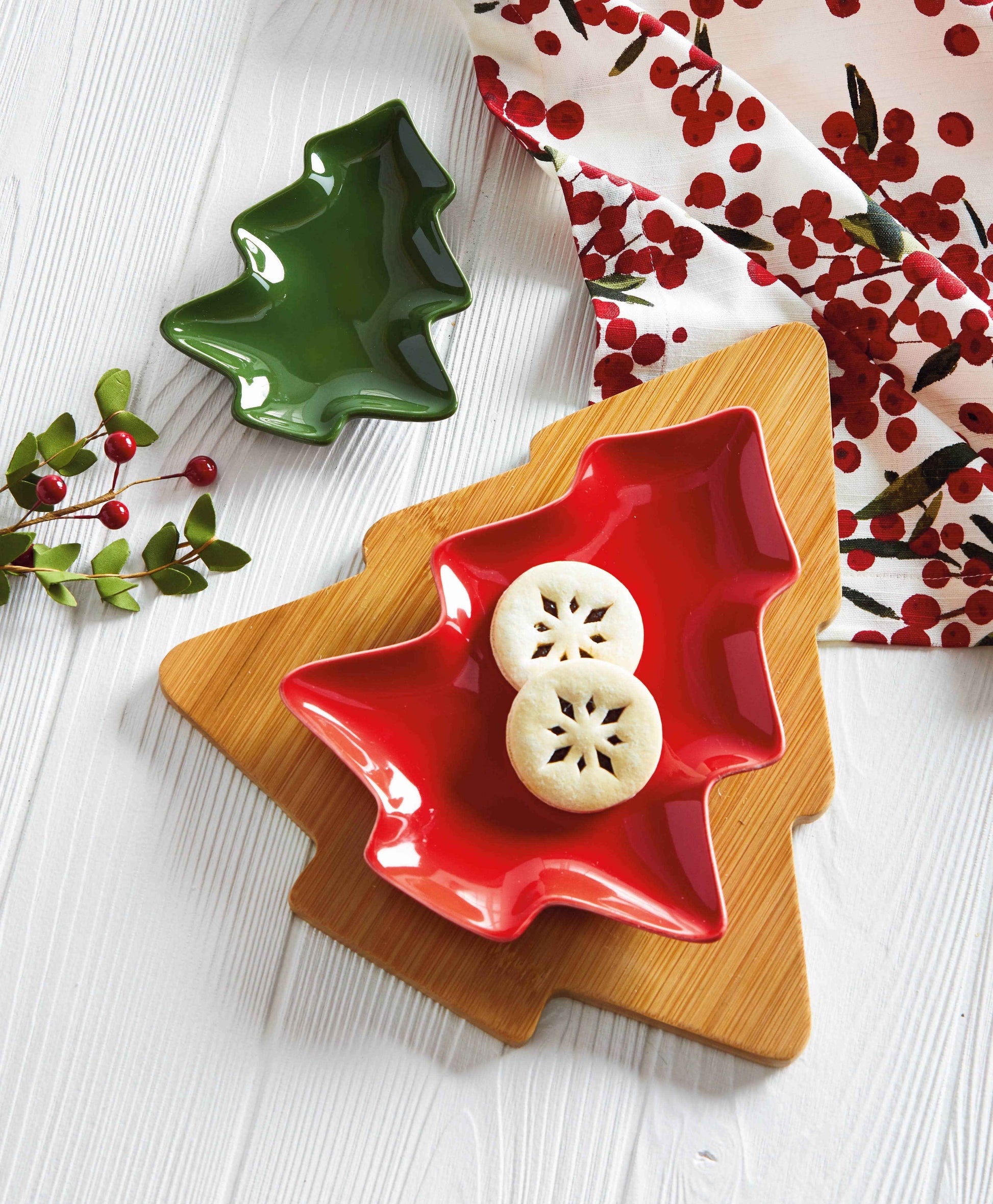 Christmas Tree Board & Dish Set Of 3: Multi / 90% twig, 10% wire / Dish: dishwasher safe. may get hot in microwave.wood board: hand wash only