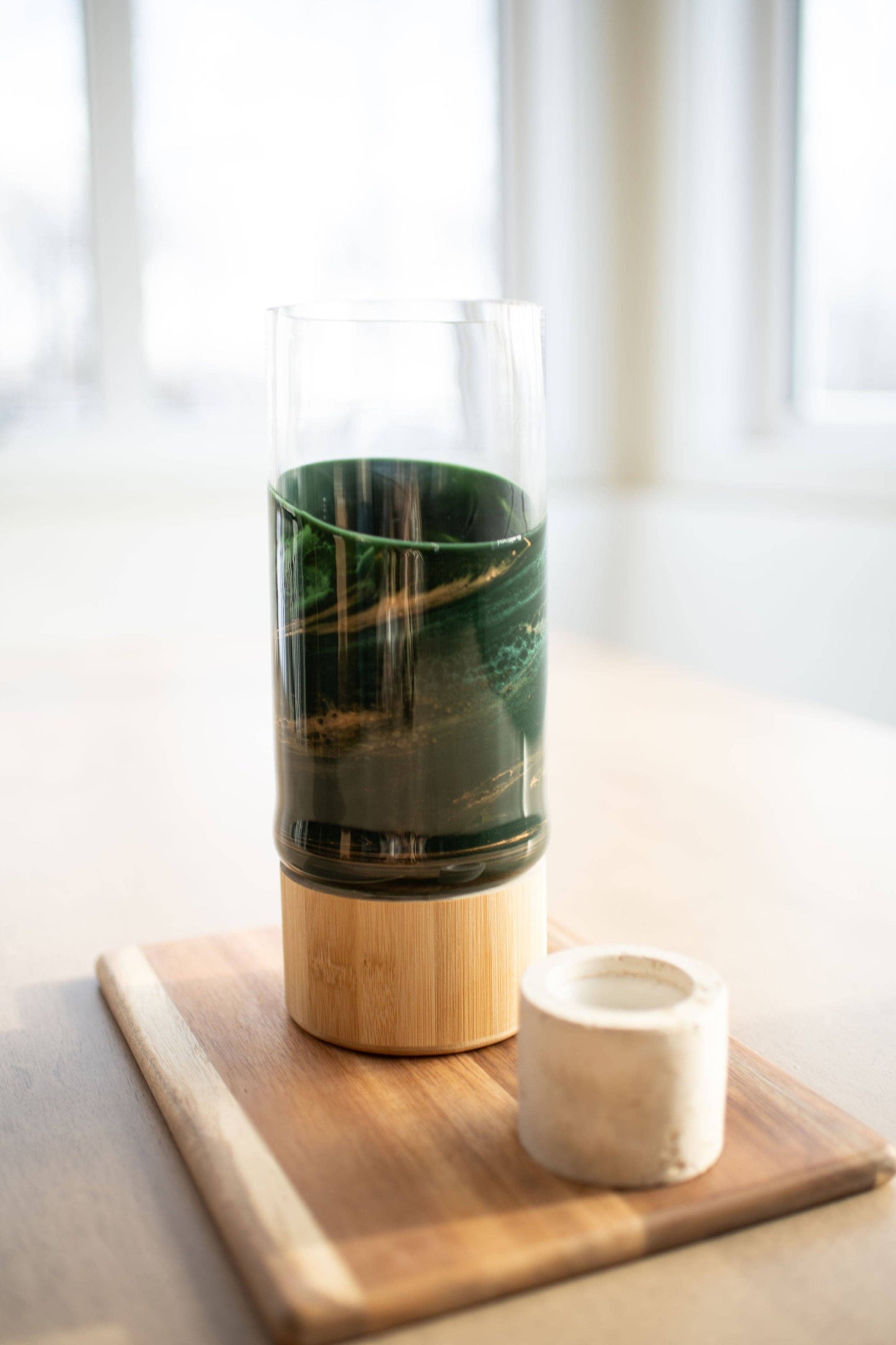 Resin Accented Vase with Bamboo Base