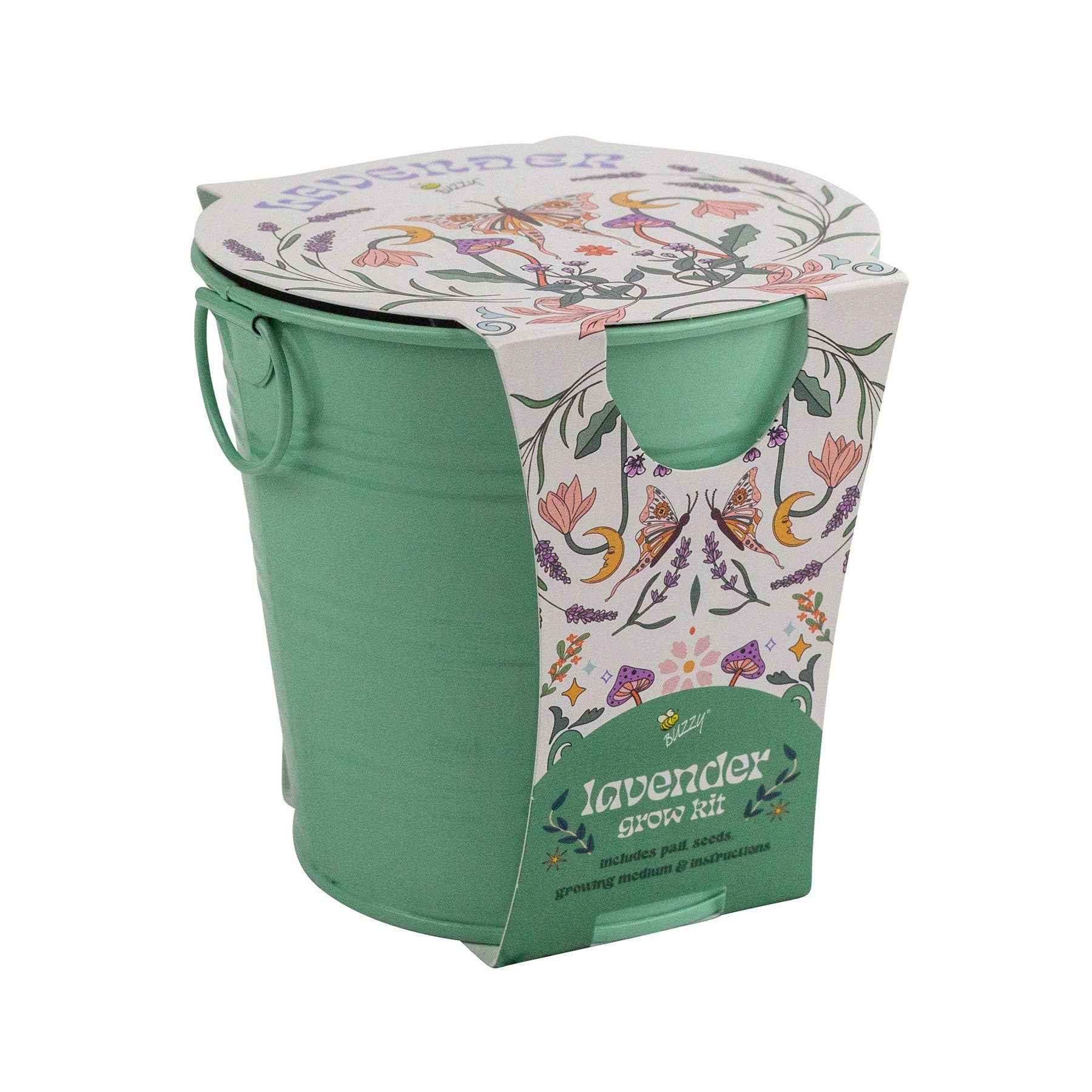 Painted Flower Grow Pail | Lavender Grow Kit | Indoor Gift