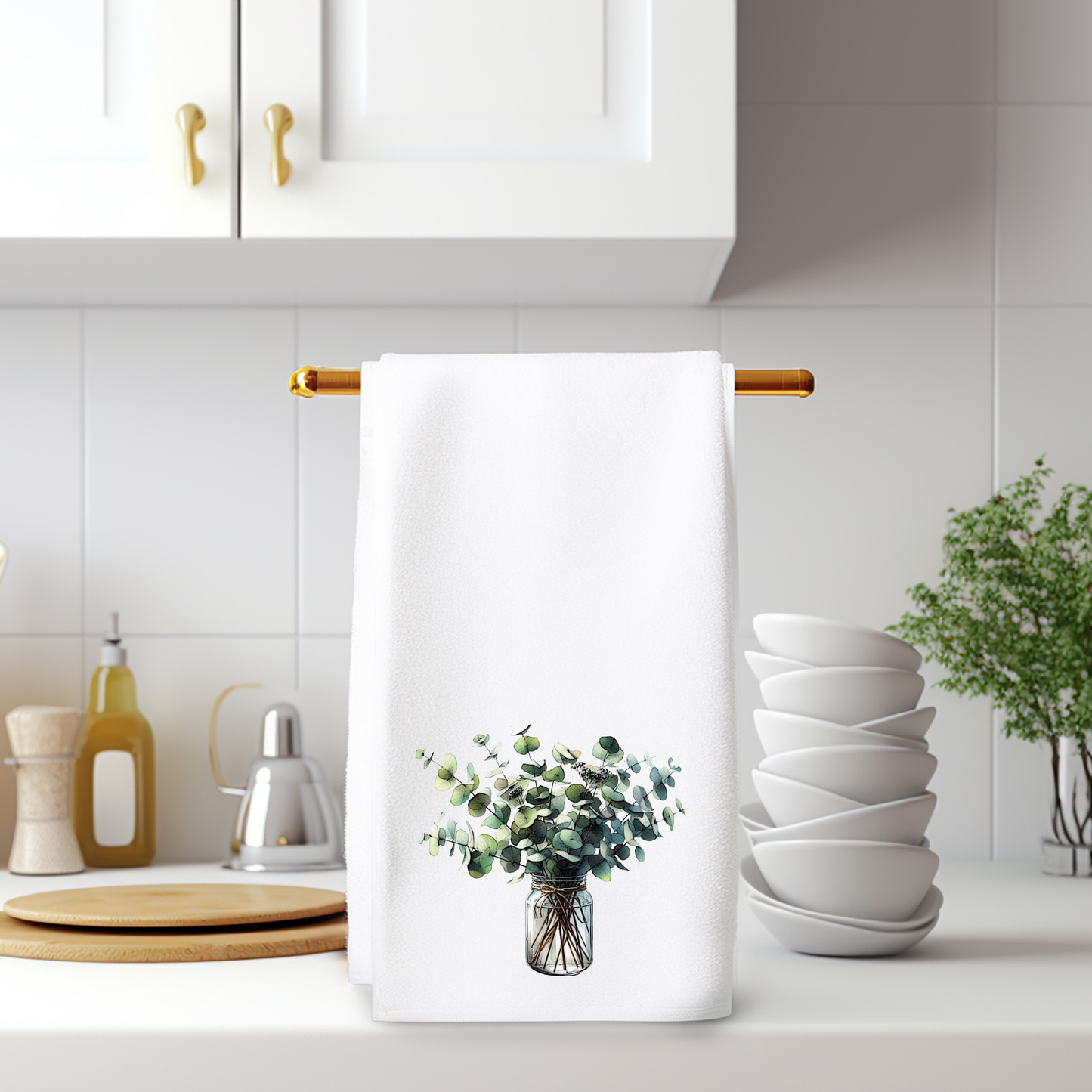 Eucalyptus Hand Towel, Botanical Bath Accent, Powder Room