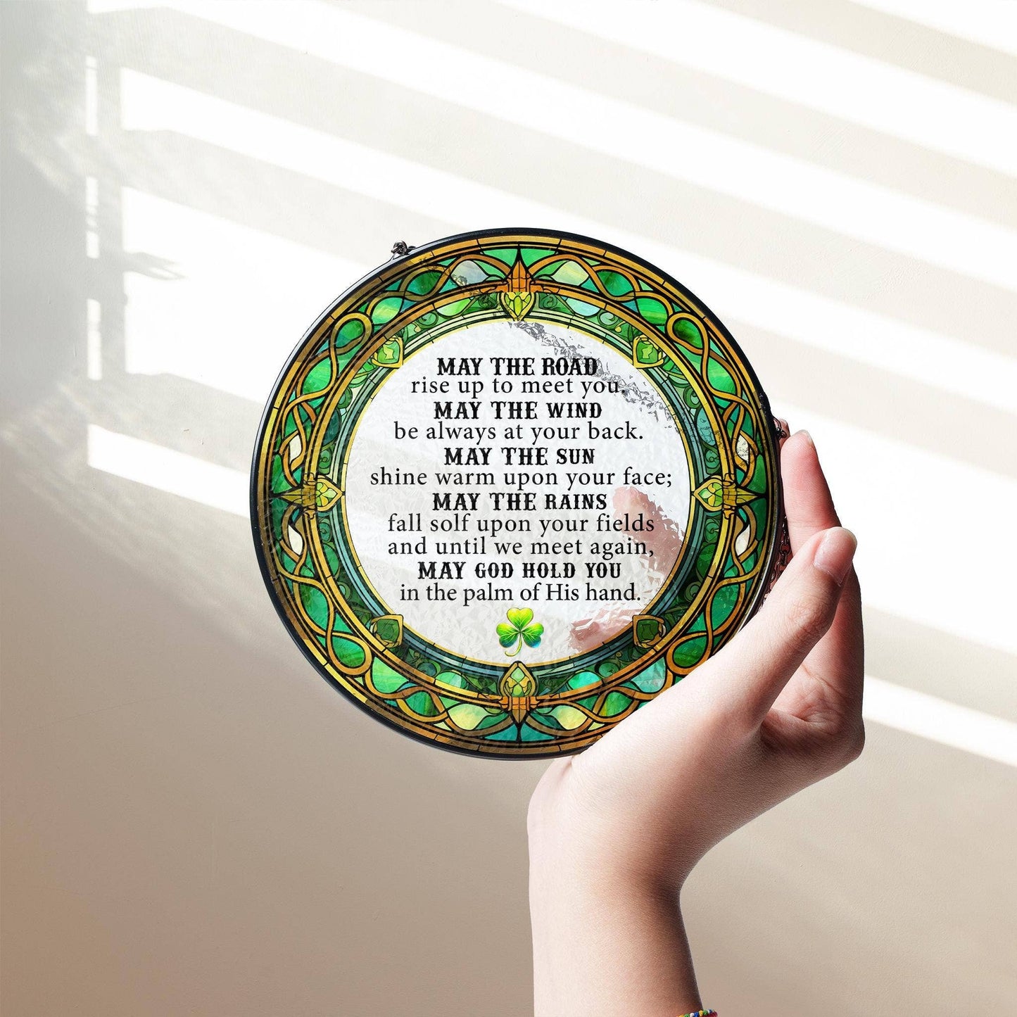 Irish Blessing Stained Glass Suncatcher, Gift for Home