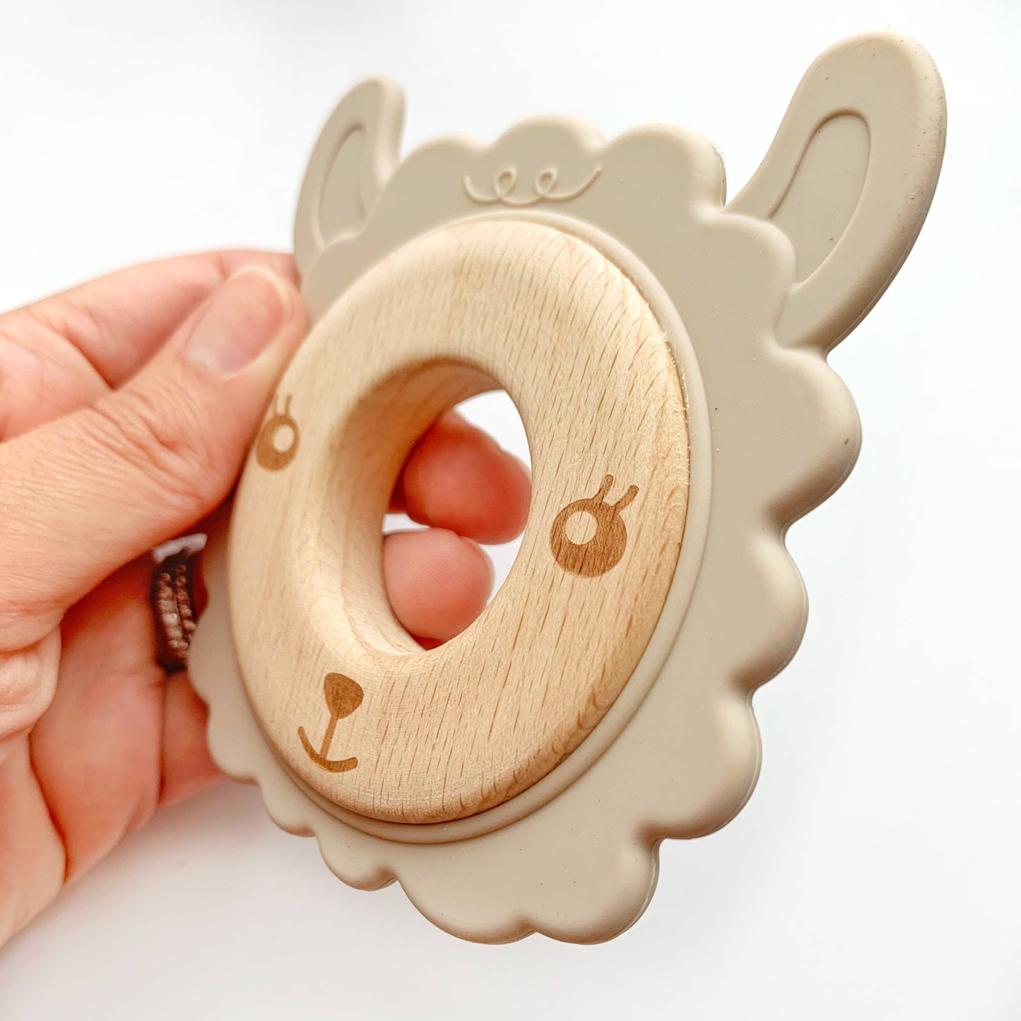 Llama Teether Ring Wood and Silicone