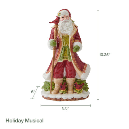Fitz & Floyd Poinsettia Hldy Musical Santa Giftbox
