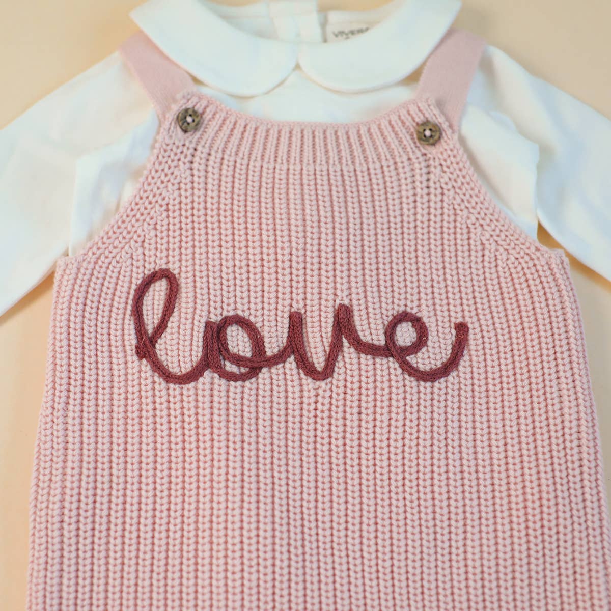 Viverano Organics - LOVE Embroidered Chunky Sweater Knit Baby Overall & Bodysuit