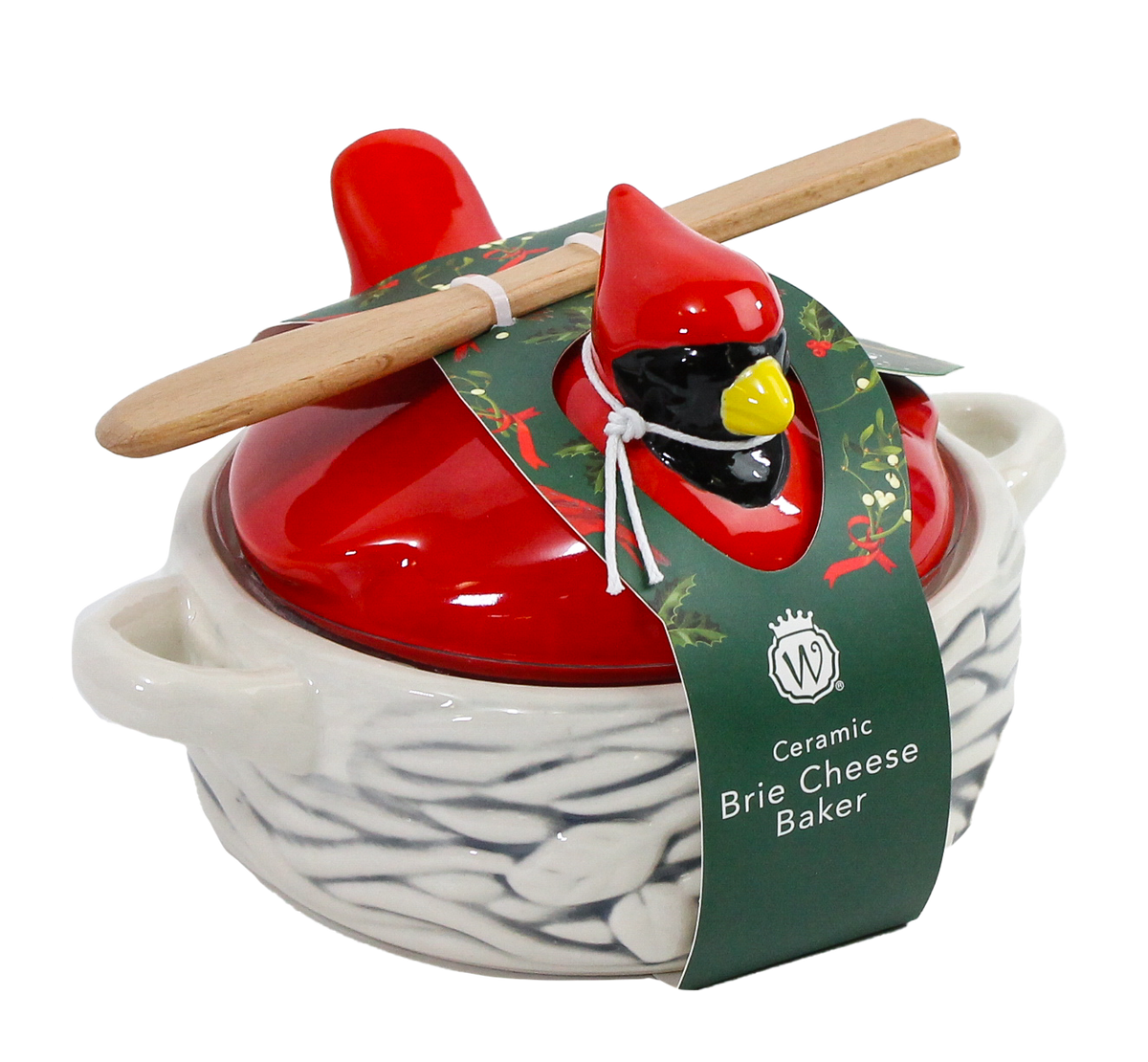 Figural Cardinal in Bird Nest Brie Baker