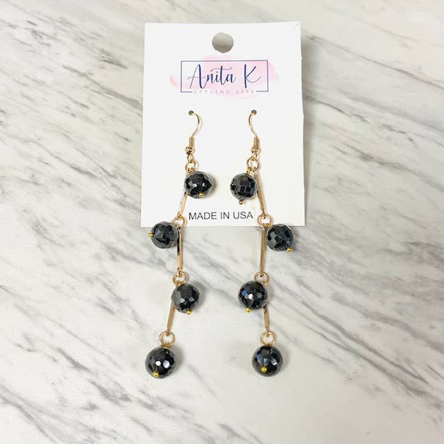 Anita K By Blushing Pink - Faceted Cubic Zirconia Bead Dangle Earring