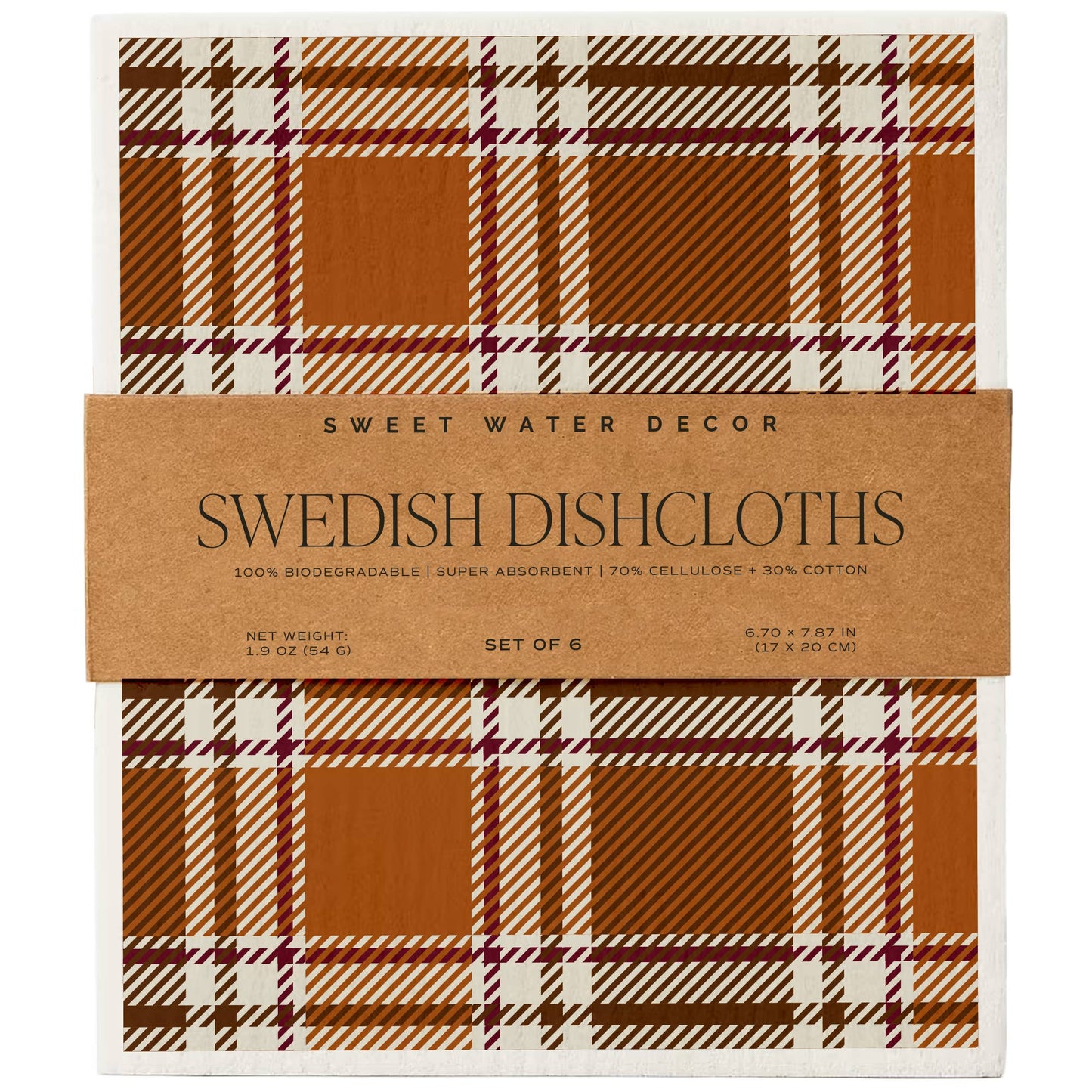 Fall Pattern Swedish Dishcloths, Set of 6 - Fall Decor