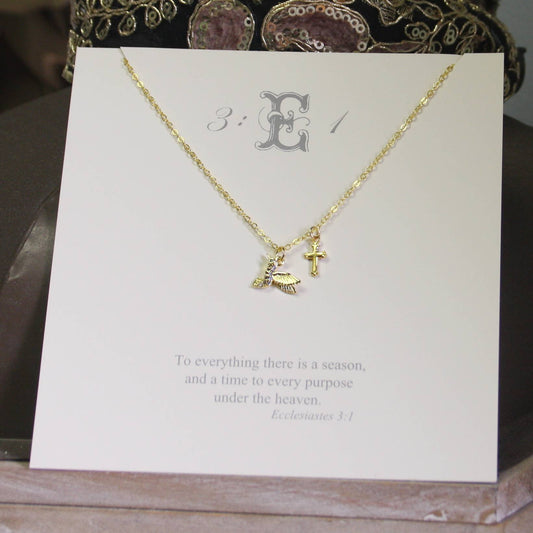 Ecclesiastes Hummingbird Cross Necklace