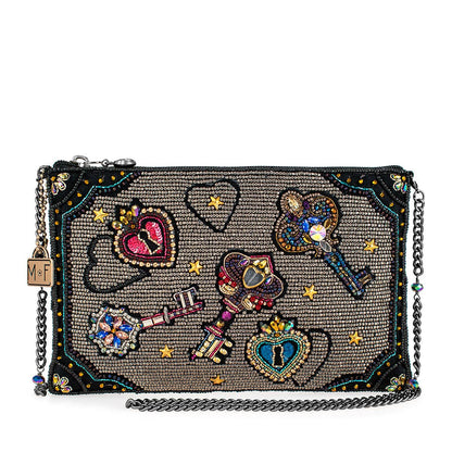 Unlocked Magic Beaded Keys & Hearts Mini Crossbody Handbag