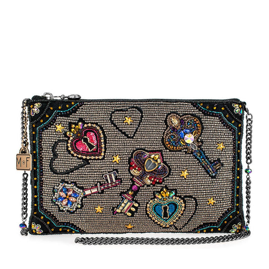 Unlocked Magic Beaded Keys & Hearts Mini Crossbody Handbag