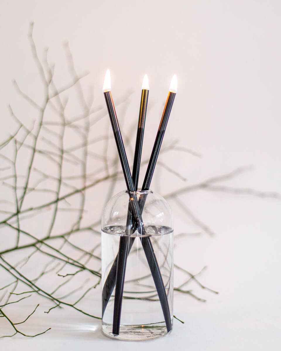 Black Everlasting Candles – Reusable Steel Oil Candlesticks