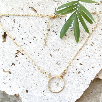 Simple gold circle necklace, boutique, salon