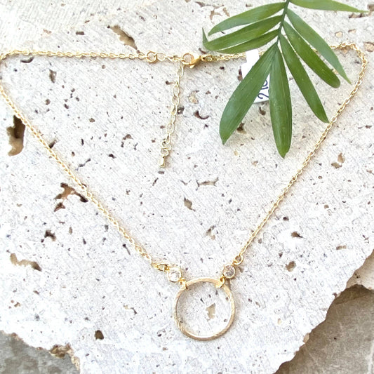 Simple gold circle necklace, boutique, salon