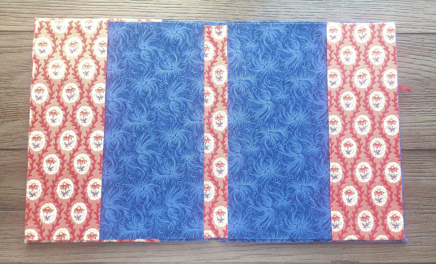 Fabric Covered Hardcover Notebook Composition Book Cover - Blue Swirls & Flowers