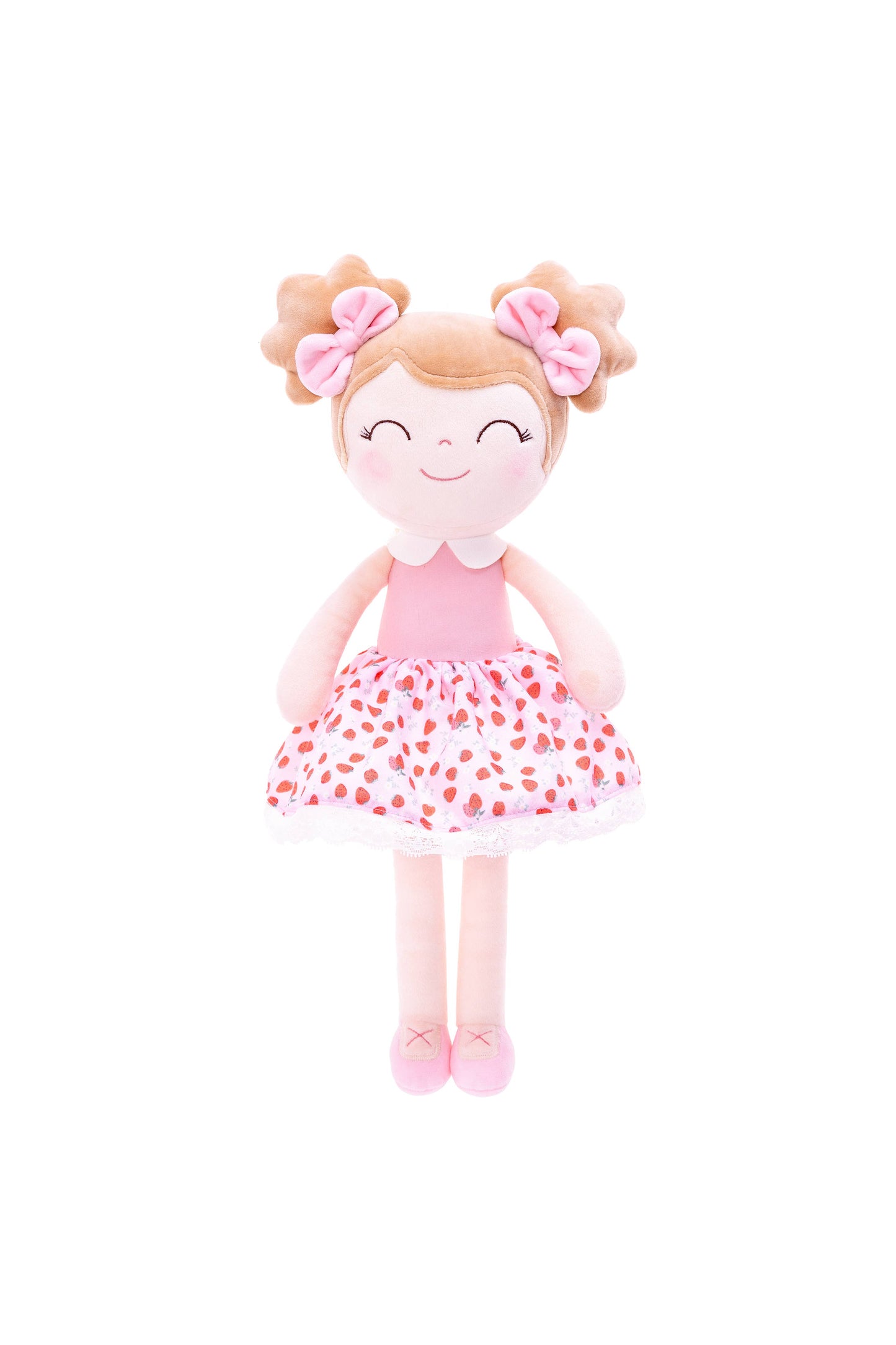 Strawberry Plush Doll With Two Hair Bows