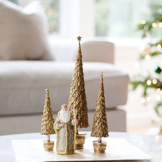 Neo Holly Topiary Tree w/Star (Antique Gold)
