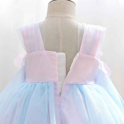 A-Line Tulle Flower Girl Dress with Square Neck and Floral Embellishments: Light Pink / 5-6 Years (130cm)