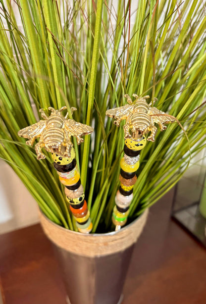 Bumblebee Fairy Garden Beaded Plant Stakes : 7 inch