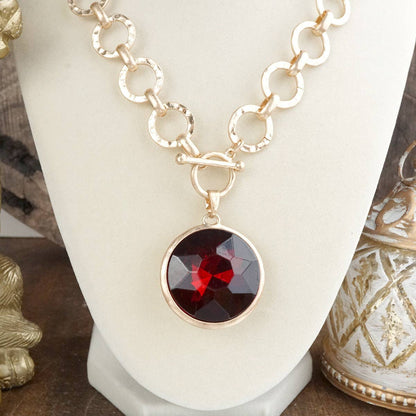 Collar de cadena de anillo grueso con cristal brillante