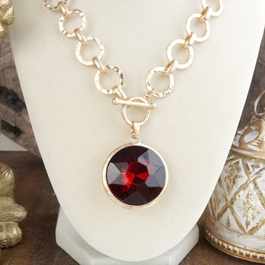 Collar de cadena de anillo grueso con cristal brillante