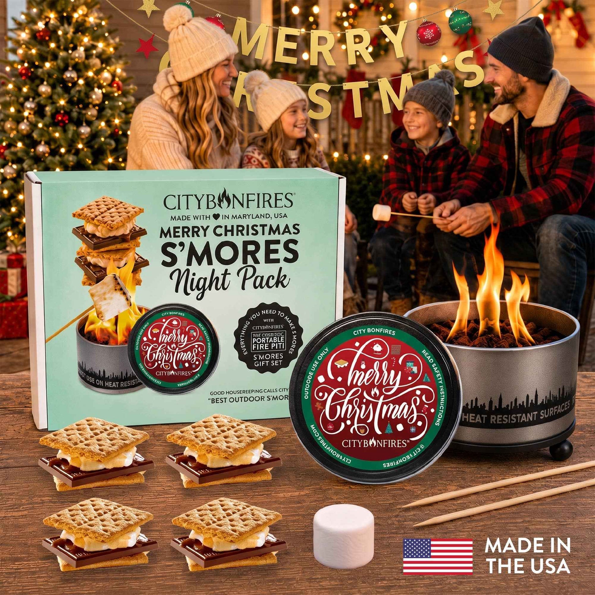 Merry Christmas S'mores Night Pack – Bonfire Gift Set