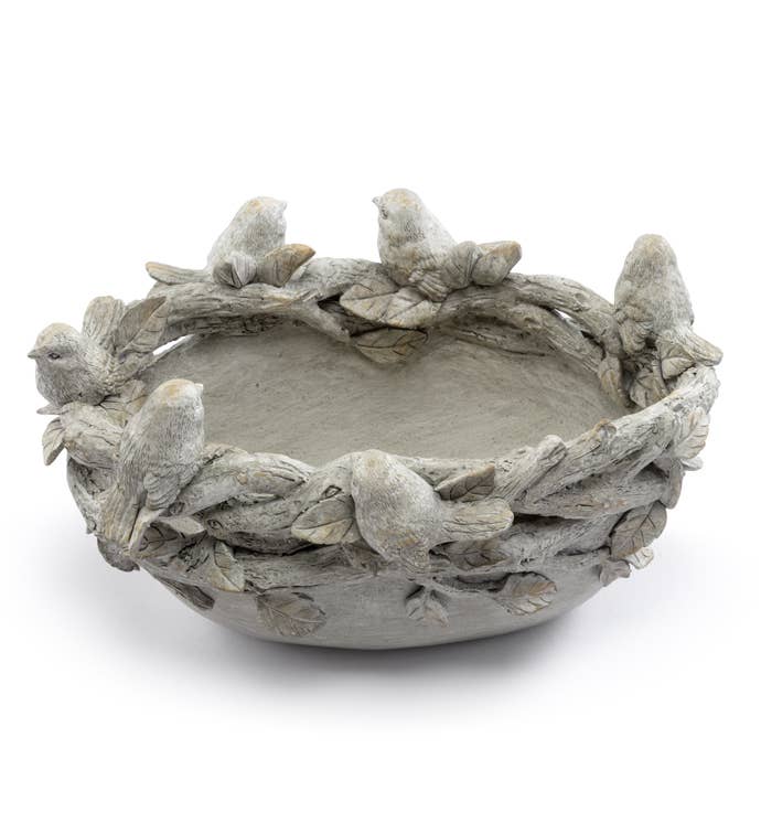 Sculpted Bird & Vine Planter