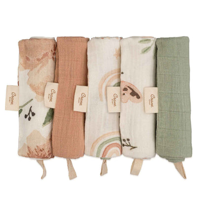 Crane Baby - Parker 5-pc. Baby Wash Cloth Set (Pink Floral)