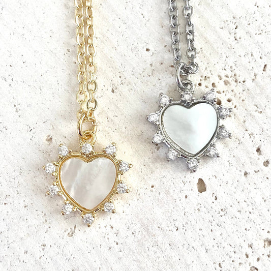 Heart love spike pearl necklace beach ocean boutique salon