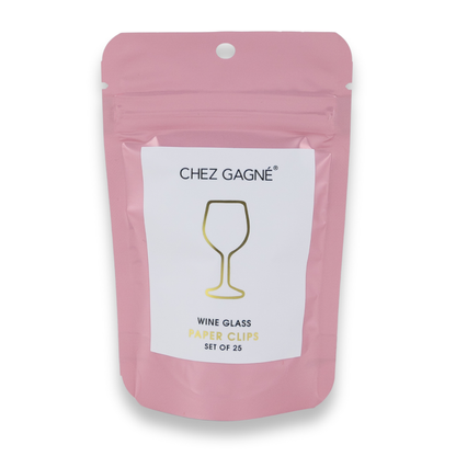 Chez Gagné - Wine Glass - Unique Gold Plated Paper Clips - Pack of 25