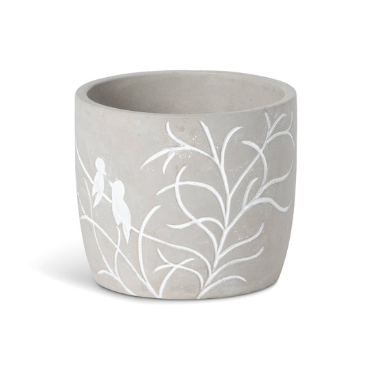 Lovebirds Silouette Cement Pot, Large