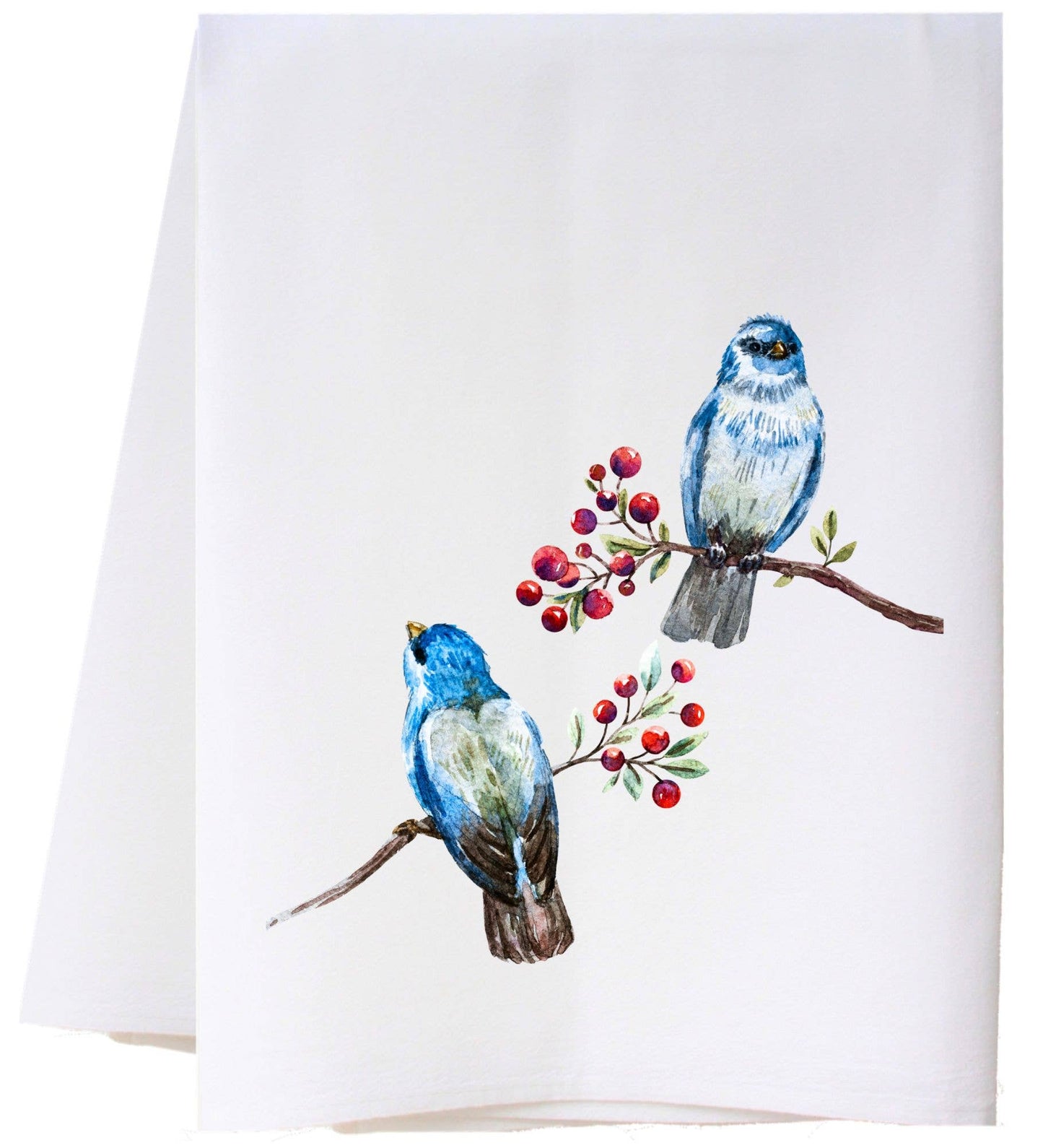 BLUEBIRDS AND BERRIES FLOUR SACK TOWEL