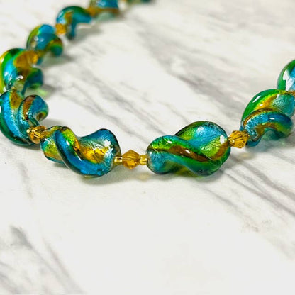 Anita K By Blushing Pink - Murano Twisted Glass With Crystal Necklace