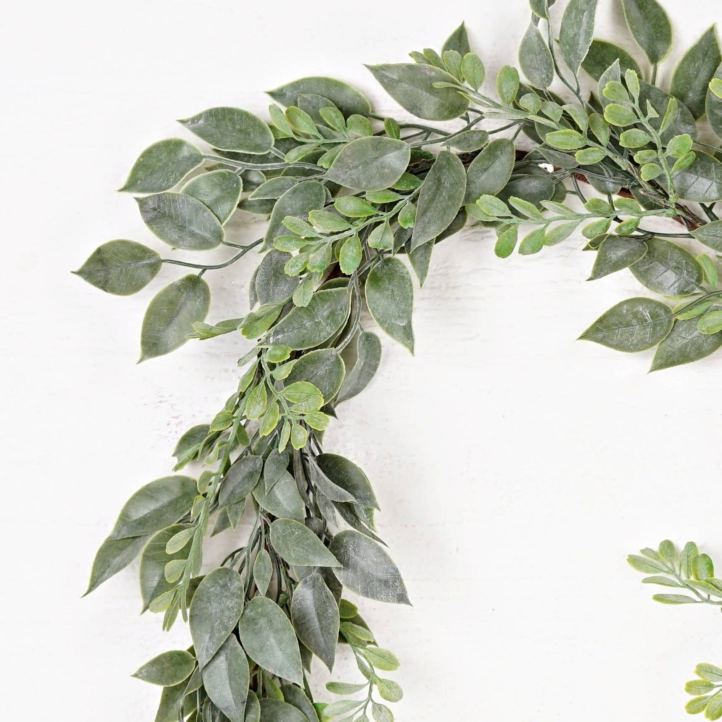 4ft Garland-Flocked Ficus and Boxwood Leaves