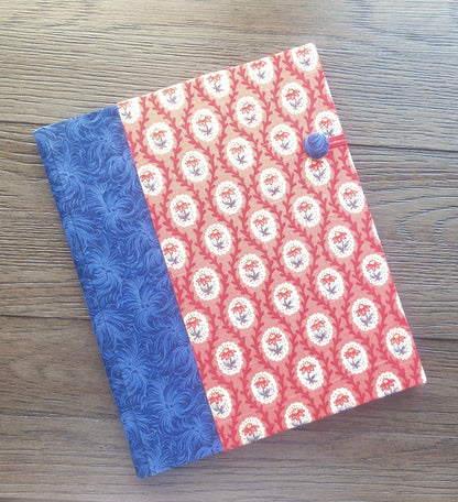 Fabric Covered Hardcover Notebook Composition Book Cover - Blue Swirls & Flowers