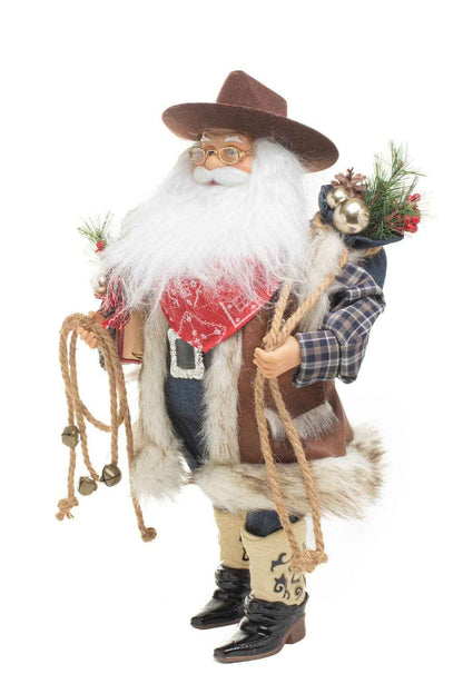 Brown/Blue Wild West Santa Figurine