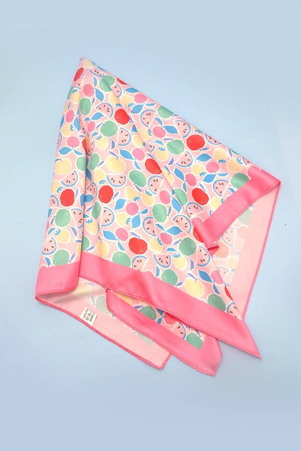 FRUIT PRINT SILKY FEEL BANDANA SCARF